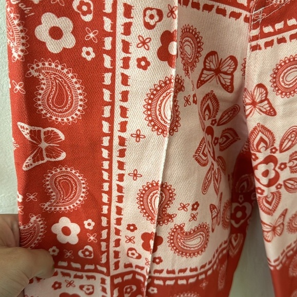 Lisa Says Gah Robyn Paisley Floral Butterfly Pink Wide Leg High Rise Jean 25 - Picture 5 of 8